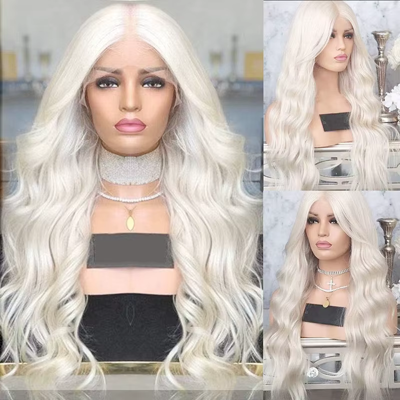 Perruque Lace Front Wig synthétique Body Wave longue bleu foncé, 13x4, naissance des cheveux naturelle pré-épilée, perruque de Cosplay à usage quotidien pour femmes