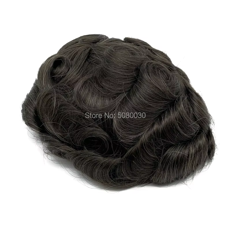 Toupet en cheveux Remy avec dentelle autour de Pu pour hommes