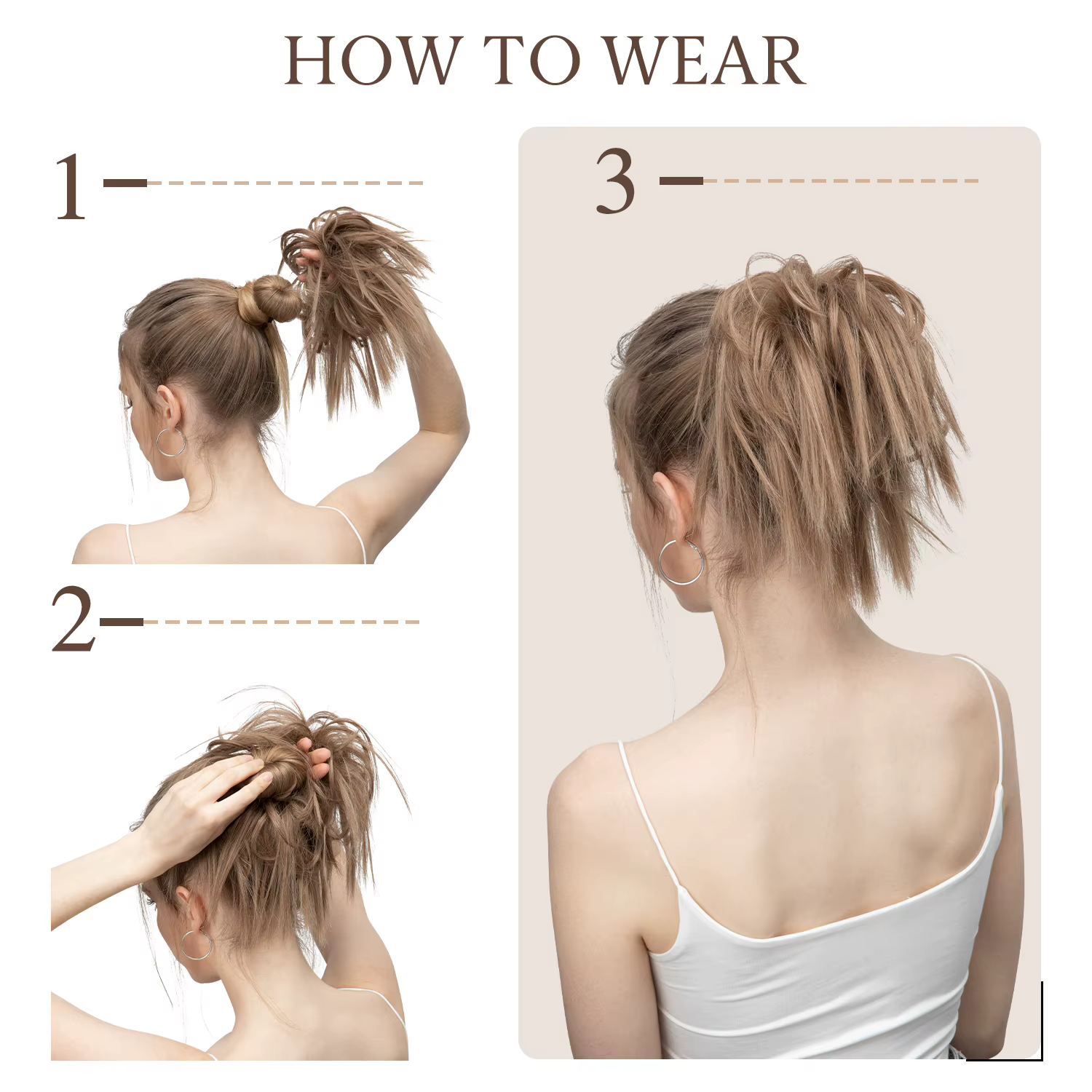Faux cheveux synthétiques Chignon en désordre