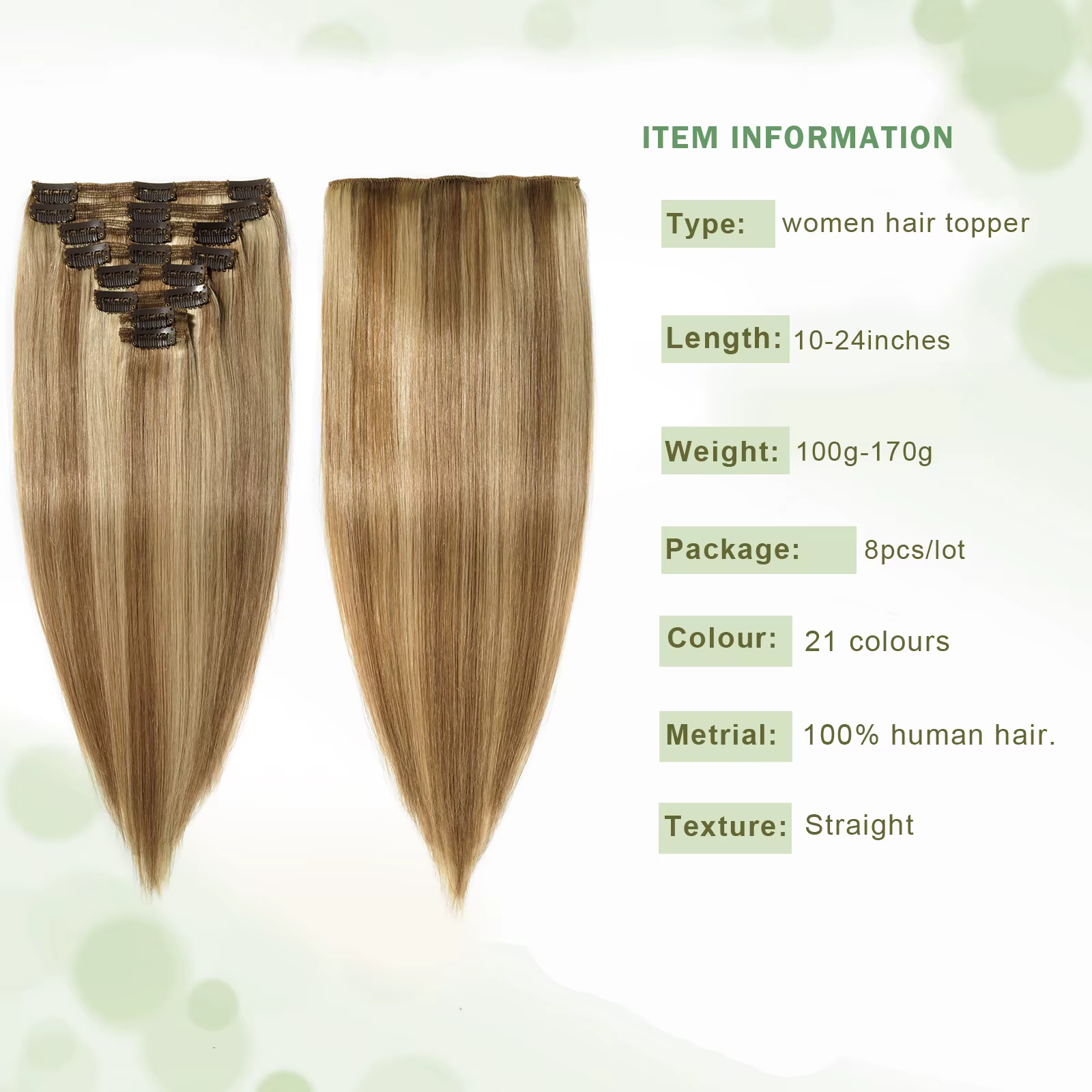 Extensions de Cheveux Naturels Lisses à réinitialisation