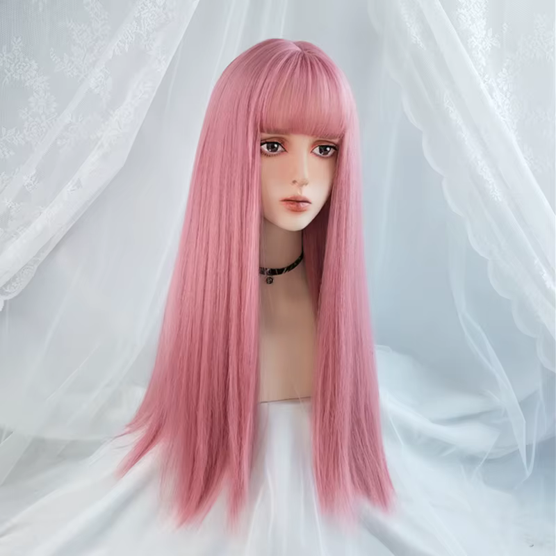 VICWIG – Perruque de cosplay longue avec frange