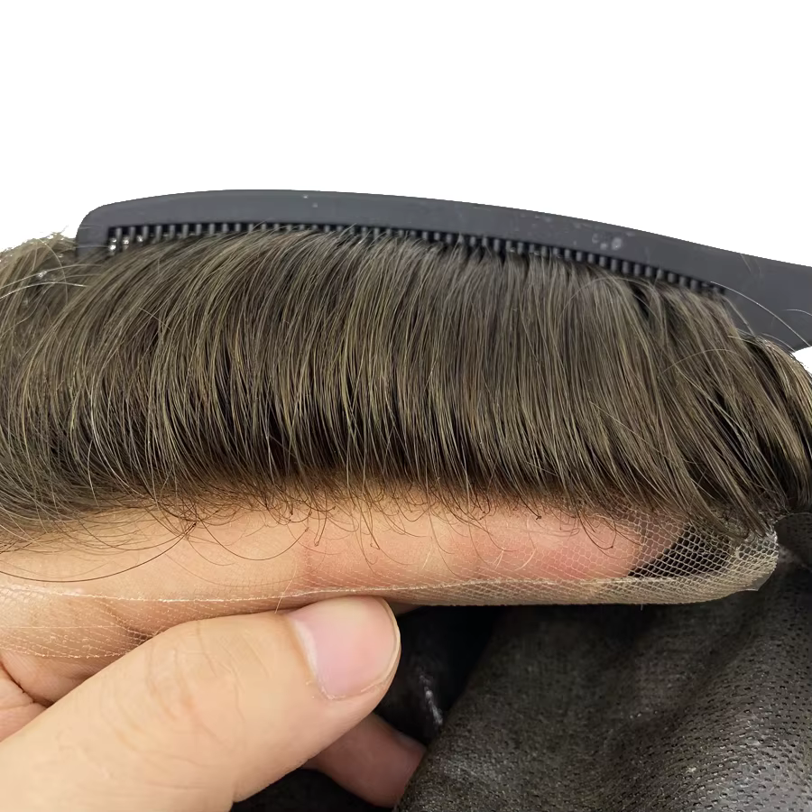 Bio-men toupet Invisible homme système de remplacement unité mâle prothèse de cheveux 100% naturel perruque