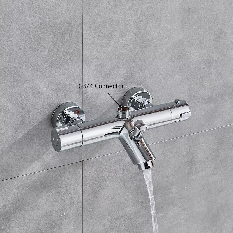 Vanne mitigeur de douche thermostatique chromée, vanne de commande murale à double poignée, mélangeur de salle de bains chaude et froide, robinet de baignoire mélangeur