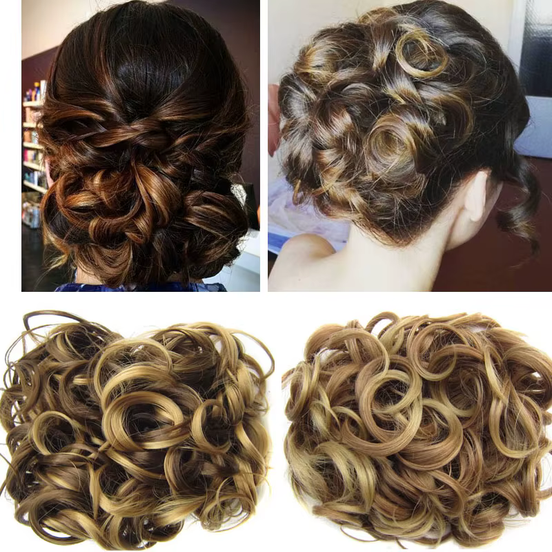 Jeedou synthétique Updos cheveux bouclés Chignon pince