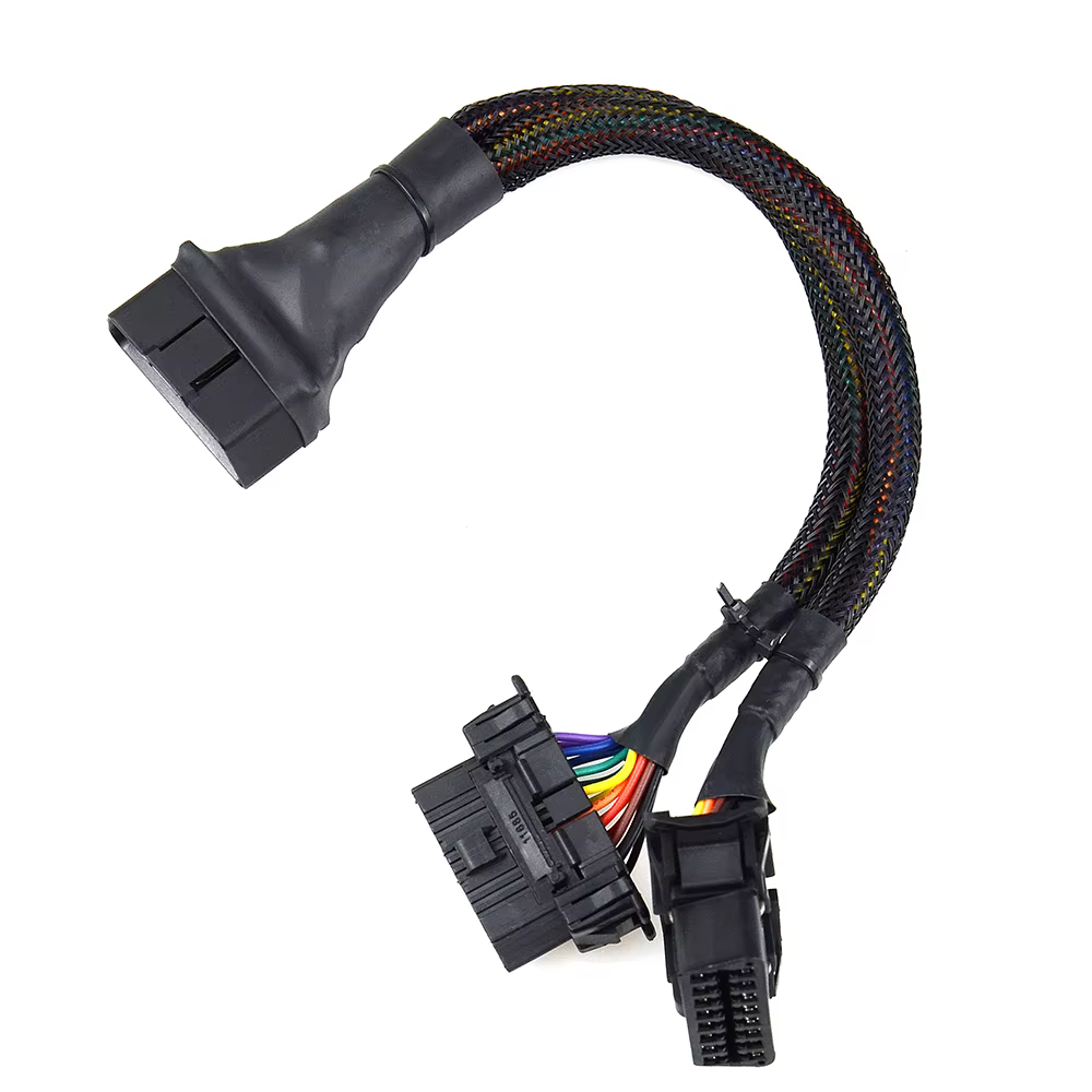 Câble d'extension coudé OBD2 mâle aux touristes femelle, 16 broches disponibles pour connecter 1 en 2, adaptateur d'extension OBD 2 Abrted