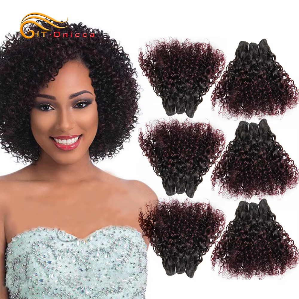 Cheveux brésiliens Jerry Curl paquets avec fermeture bouclés