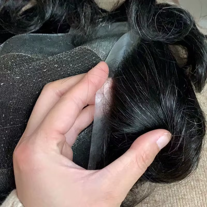 Perruque Naturelle Ondulée Indienne pour Homme