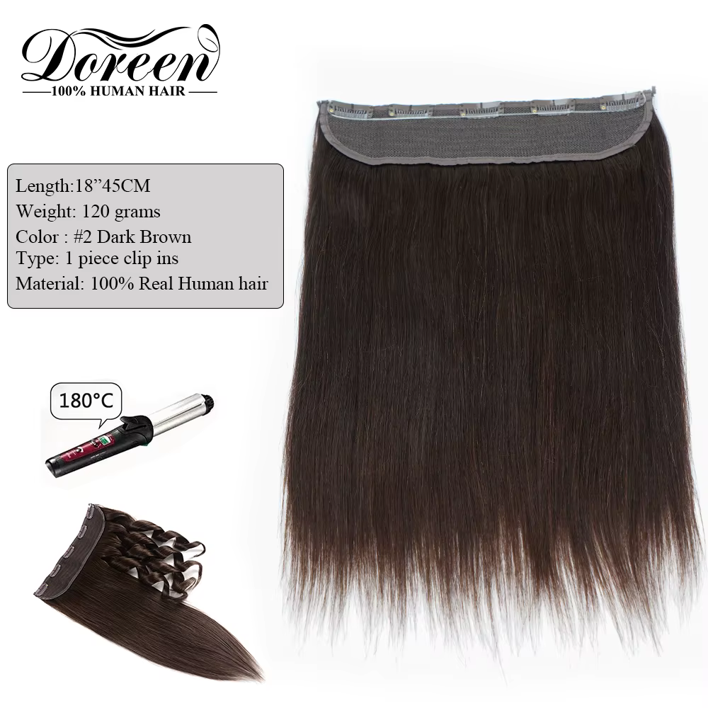 Doreen 100g 120g cheveux européens fabriqués à la Machine Remy pince en une seule pièce Extensions
