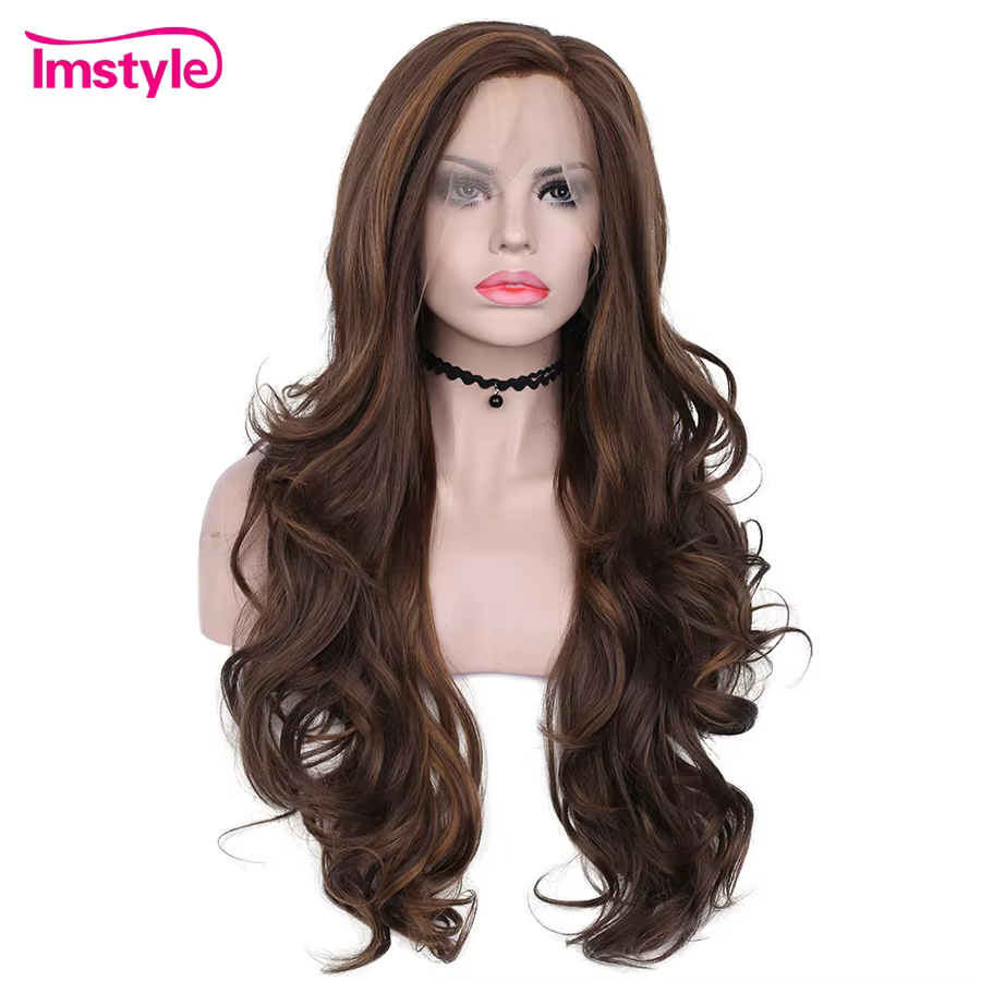 Imstyle – perruque Lace Front Wig synthétique marron pour femmes