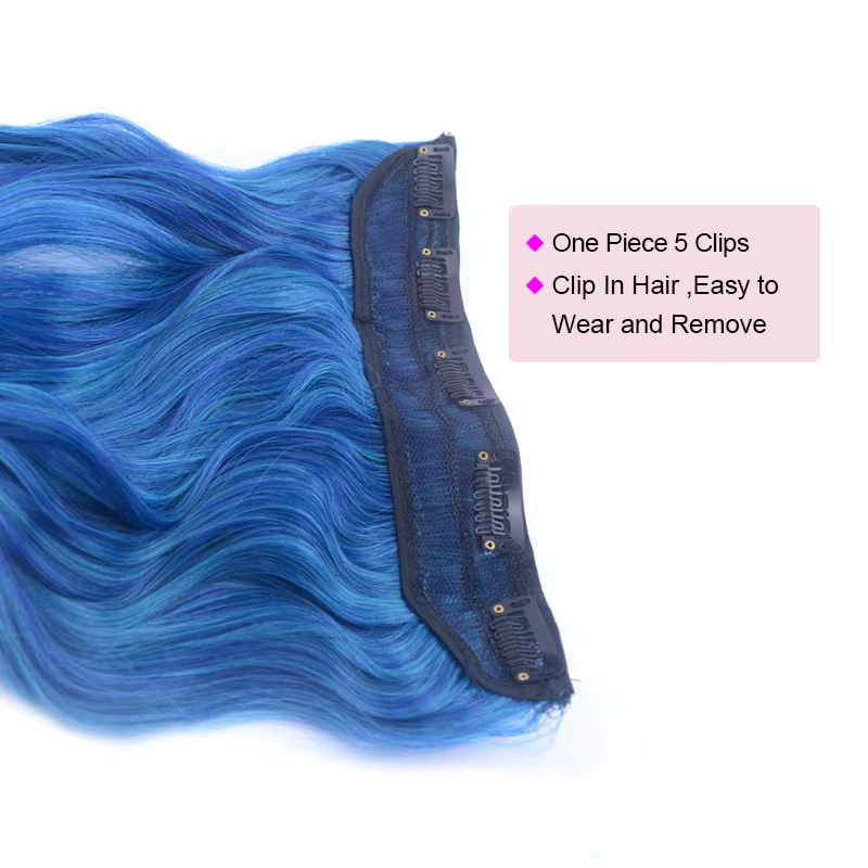 Jeedou une pièce synthétique Clip-in Extension de cheveux Ombre ondulé noir bleu dégradé moderne Cosplay boîte de nuit Style postiche