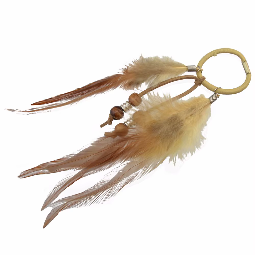 Ethnique noir marron plume tresse élastique bandeau de cheveux Tribal Extension