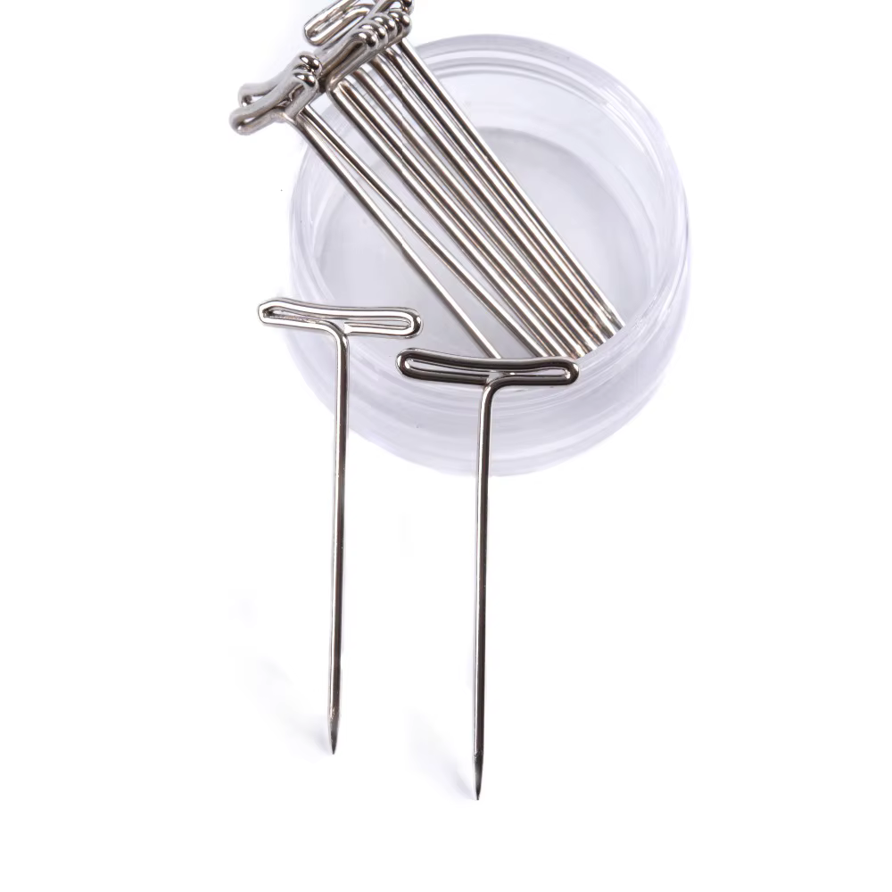 100pcs T-PINS (32mm) Pour Perruque Sur Mousse Tête Style T Pin illac