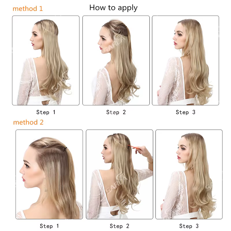SARLA synthétique sans pince Extension de cheveux Ombre naturel faux postiche longue droite