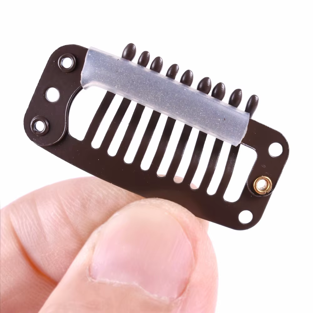 Clips en métal avec dos en silicone pour extensions de cheveux humains