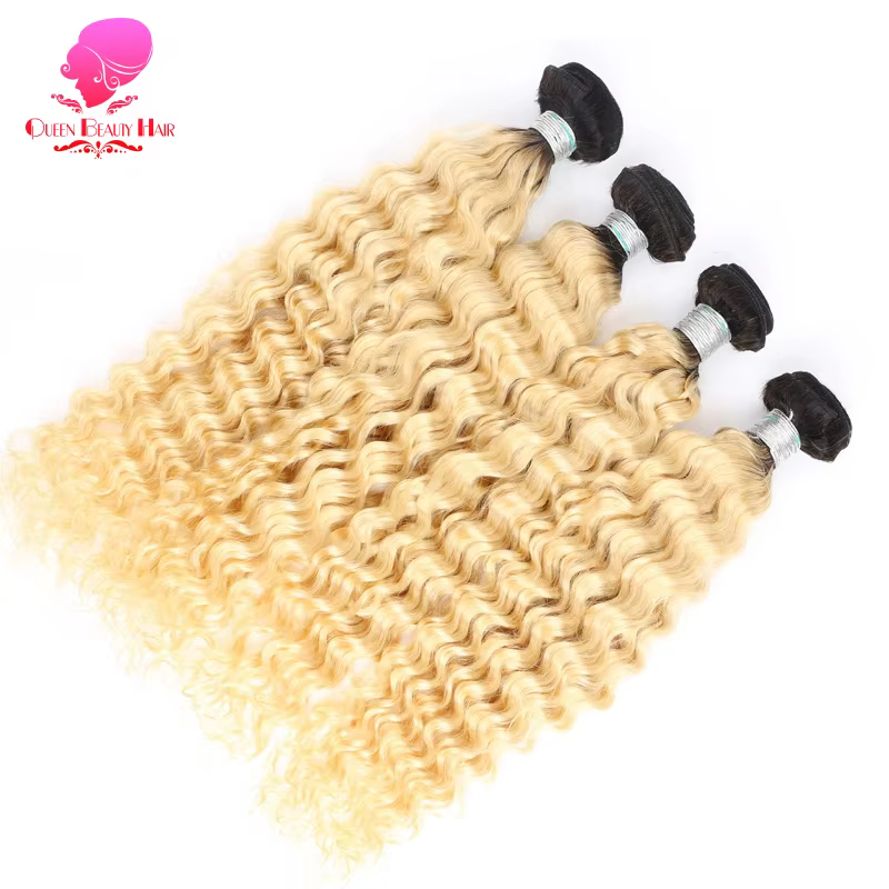 Reine 1/3/4 Bundle 1B 613 Ombre Blonde Platine couleur deux tons racines foncées malaisienne vague profonde