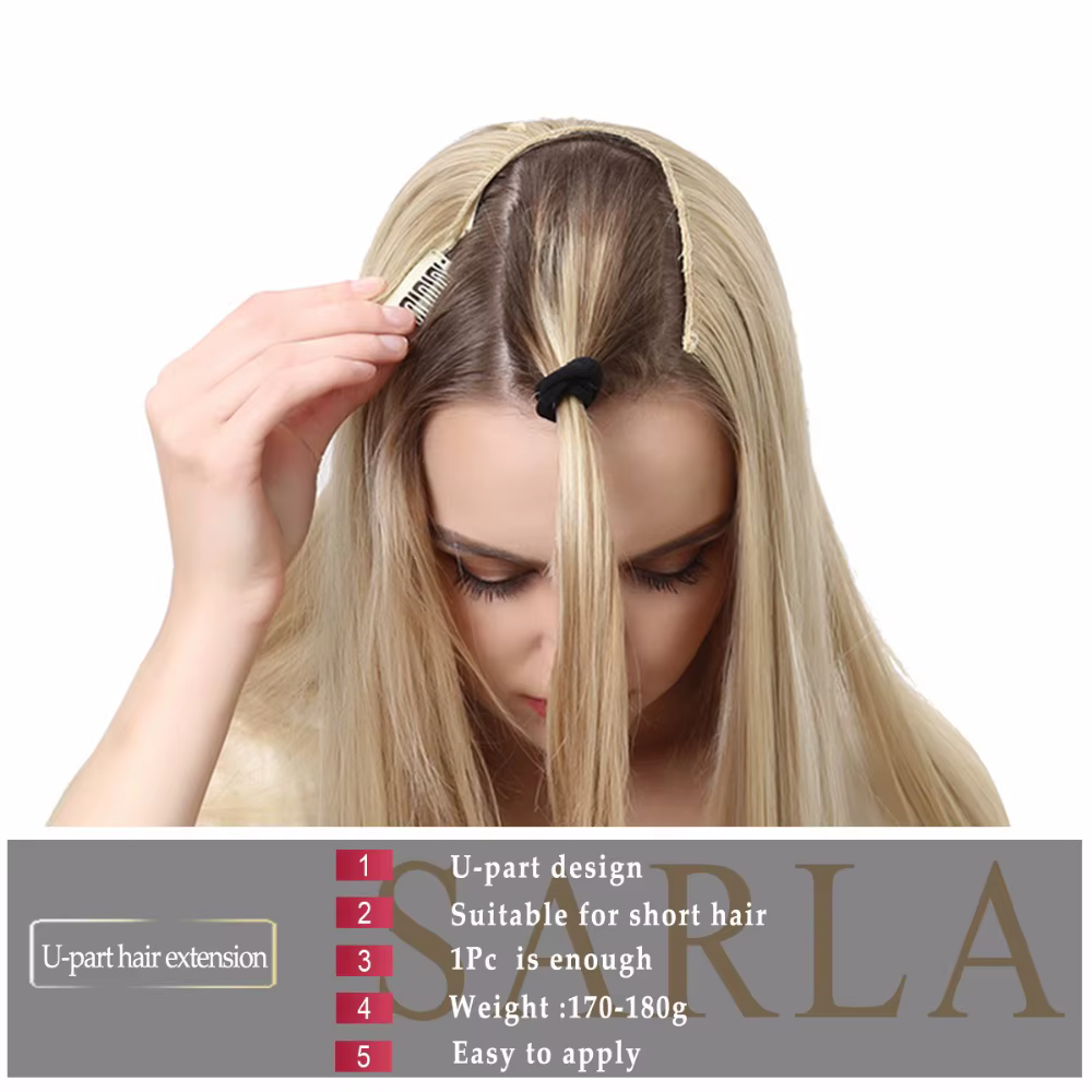 SARLA u-part synthétique pince dans l'extension de cheveux longs épais bouclés naturel blond Flase cheveux postiches pour les femmes résistant à la chaleur