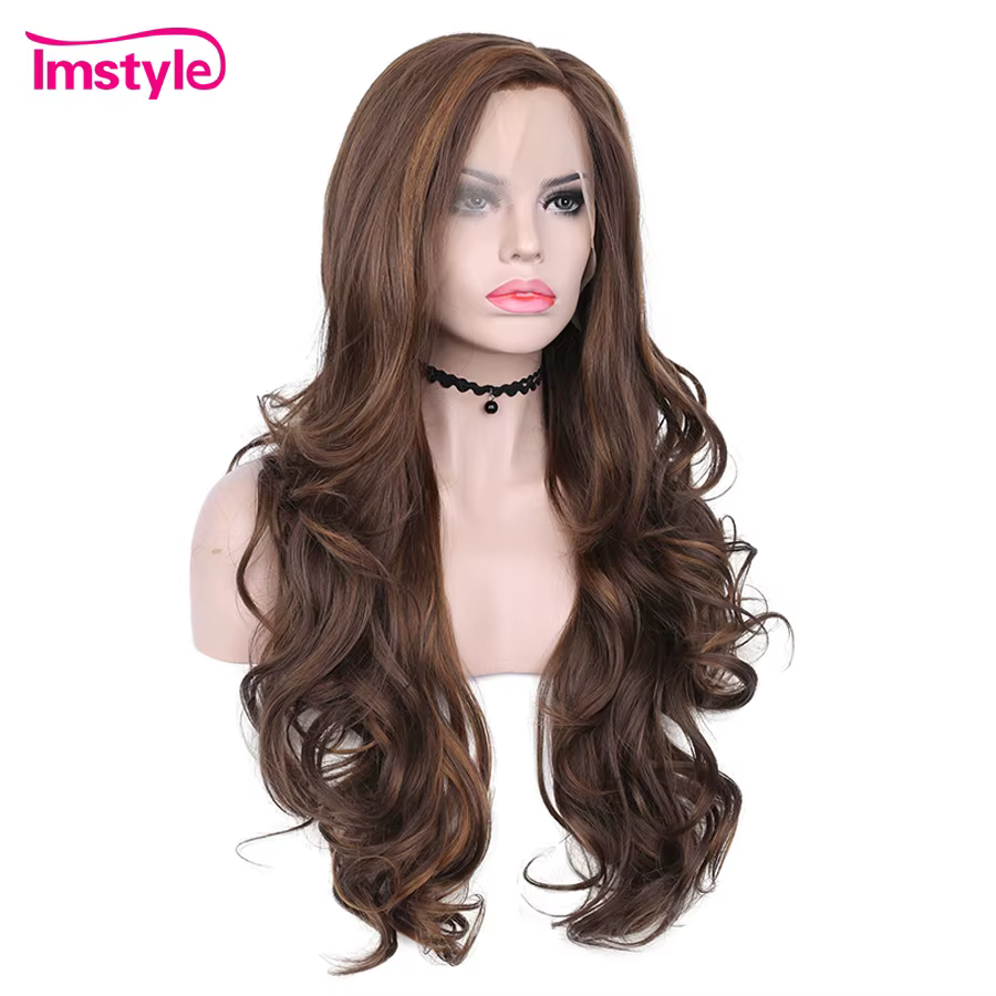 Imstyle – perruque Lace Front Wig synthétique marron pour femmes