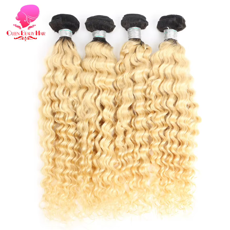Reine 1/3/4 Bundle 1B 613 Ombre Blonde Platine couleur deux tons racines foncées malaisienne vague profonde