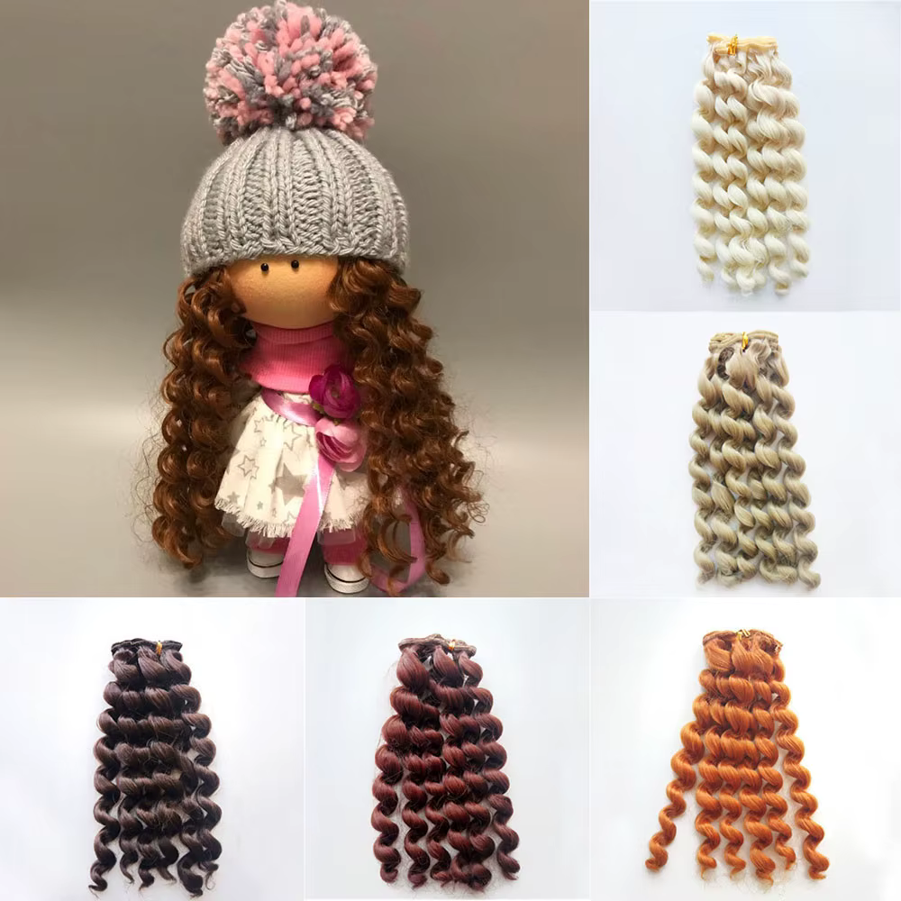 1 pièce Extensions de cheveux bouclés à visser 20*100cm pour toutes les poupées