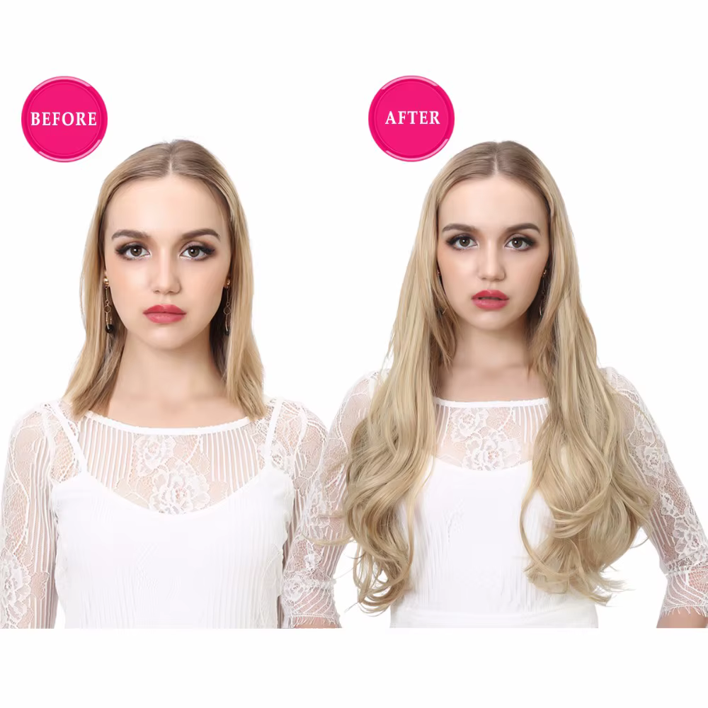 SARLA u-part synthétique pince dans l'extension de cheveux longs épais bouclés naturel blond Flase cheveux postiches pour les femmes résistant à la chaleur