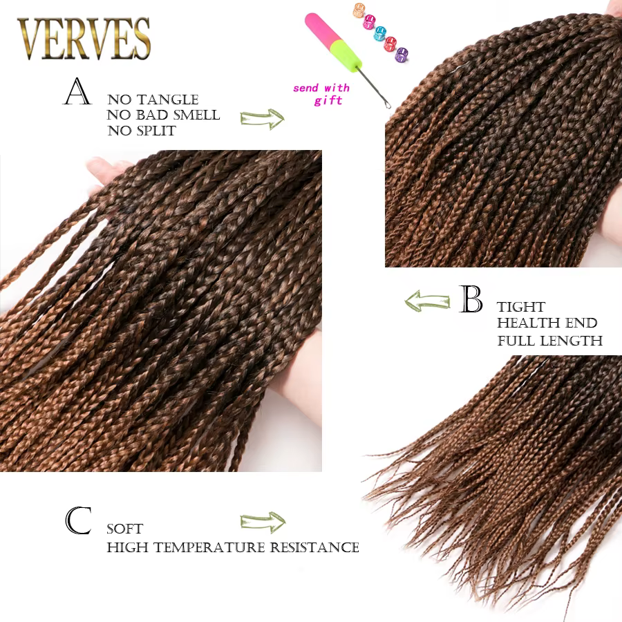 VERVES boîte tresses cheveux synthétiques 14 pouces et 18