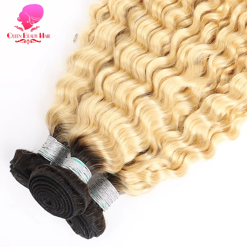 Reine 1/3/4 Bundle 1B 613 Ombre Blonde Platine couleur deux tons racines foncées malaisienne vague profonde
