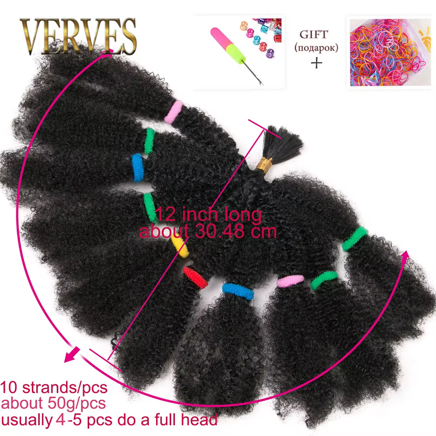 VERVES Crochet cheveux bouclés Extensions synthétiques 12 pouces Ombre tressage