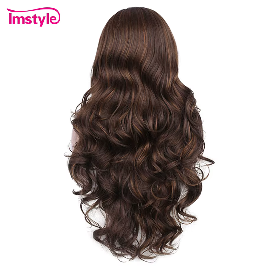 Imstyle – perruque Lace Front Wig synthétique marron pour femmes