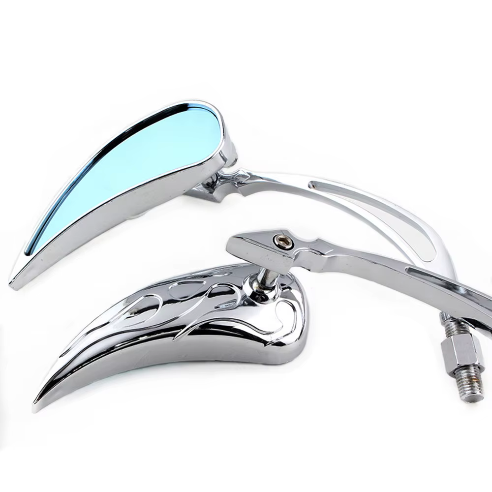 Mini rétroviseurs latéraux chromés personnalisés en forme de larme pour moto, vélo de sport de rue, croiseur Chopper, Harley Sportster Softail XL