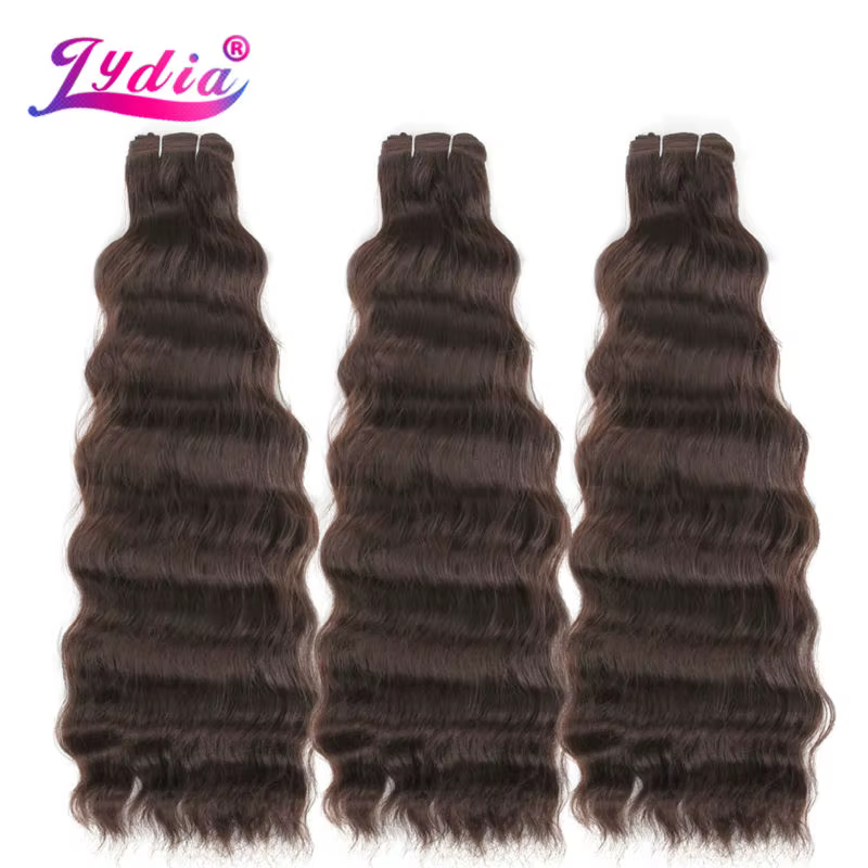 Lydia-Extensions de Cheveux Synthétiques Longs et Ondulés