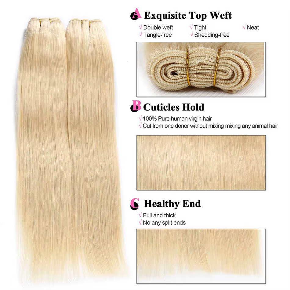 Extensions de cheveux à trame double cousue