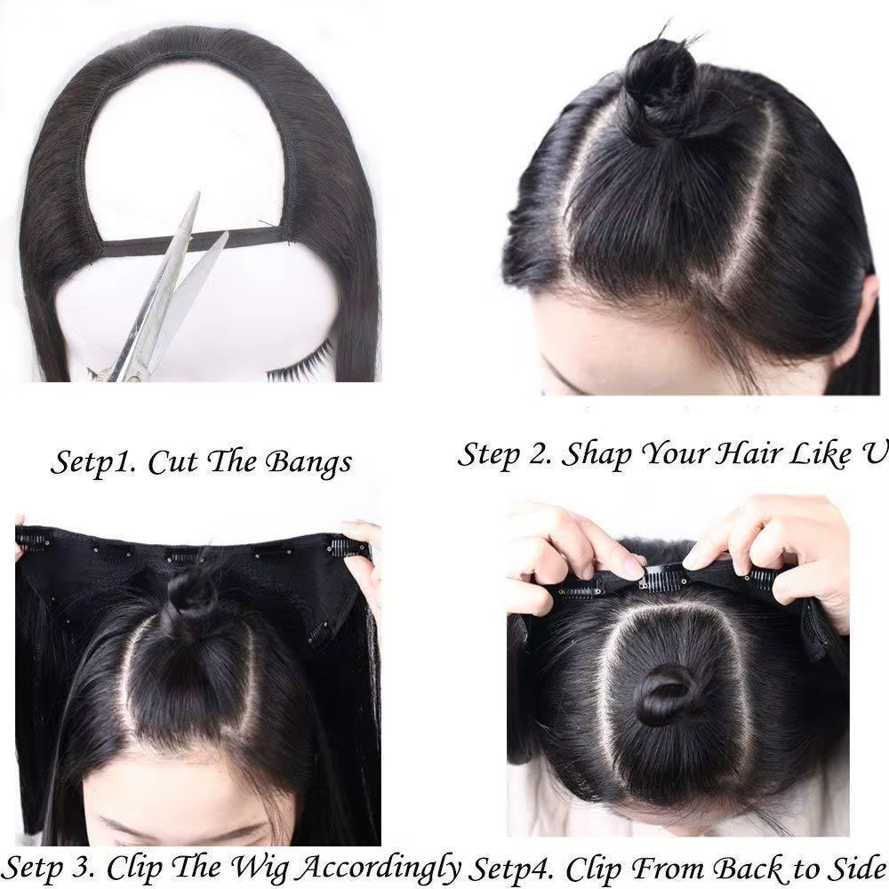 Perruque de cheveux humains Remy lisses