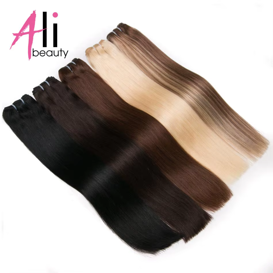 Trame de cheveux humains droite paquets européens Remy Extension