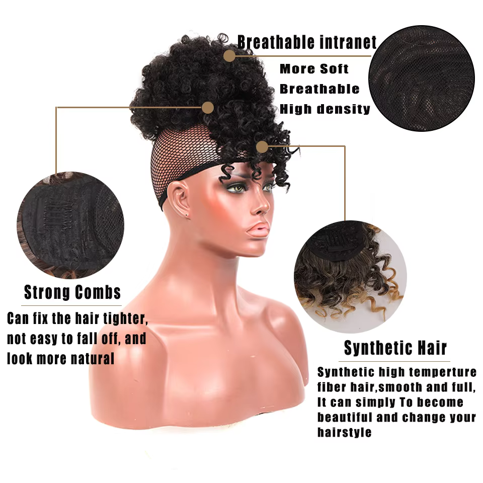 Postiche chignon synthétique pour femmes noires