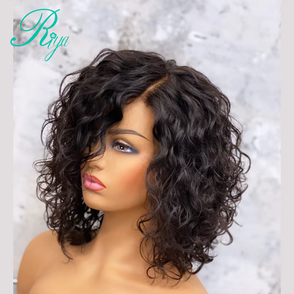 4X4 fermeture dentelle perruque Pixie court bouclés Bob coupe émoussée