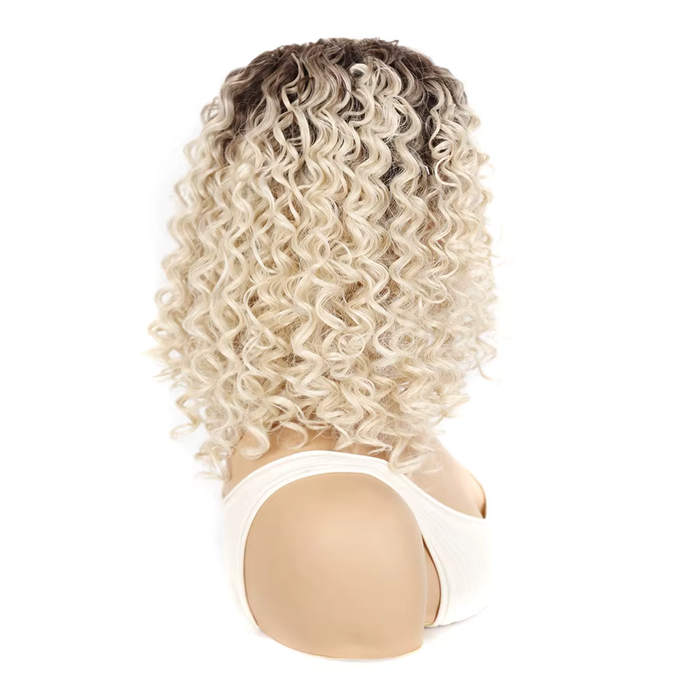 Jeedou-Perruque Synthétique Courte Bouclée pour Femme, Cheveux Profonds, Coiffure Moelleuse, Brun Foncé, Blond, Mélange de Perruques Documents