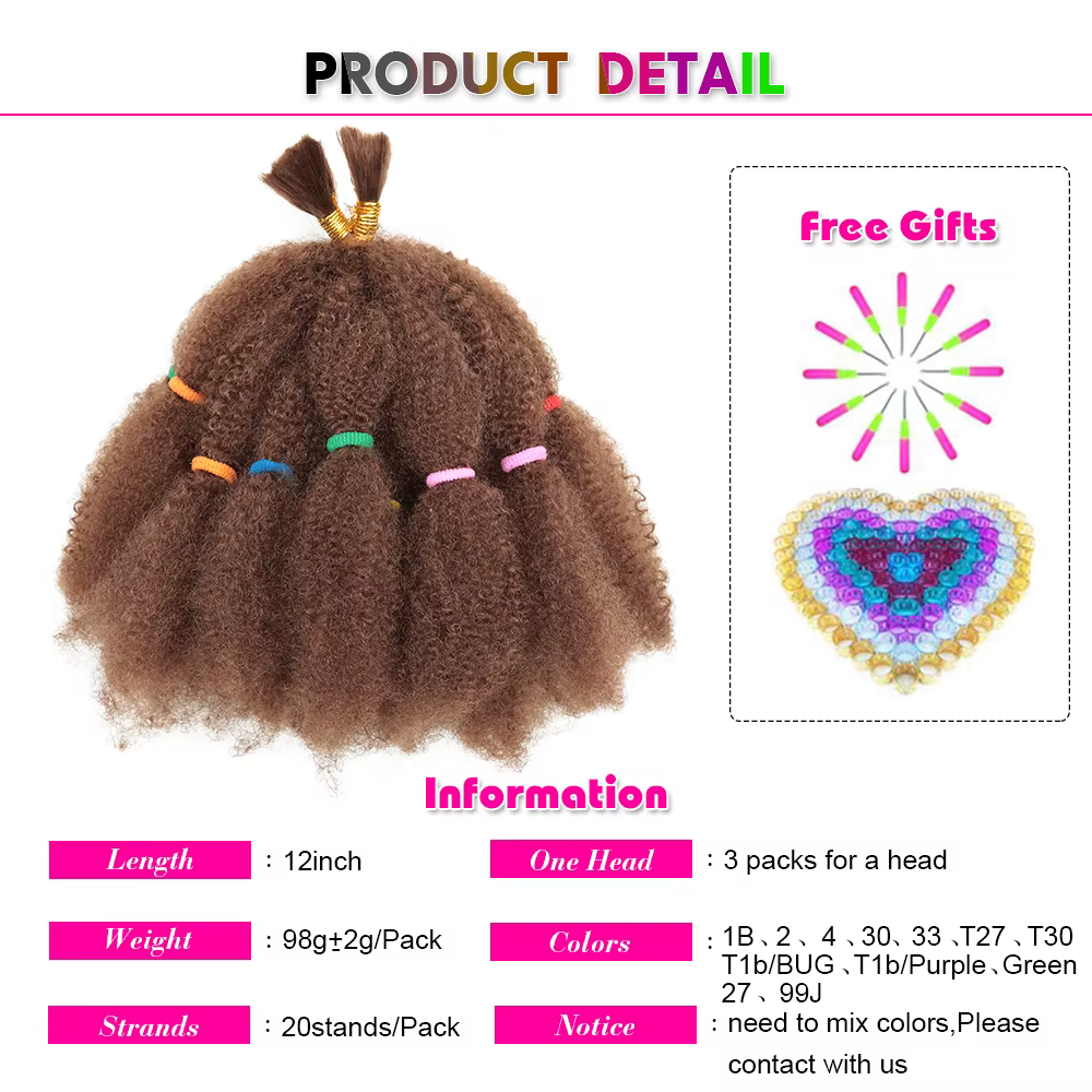 Tresses synthétiques Afro courtes crépues au Crochet