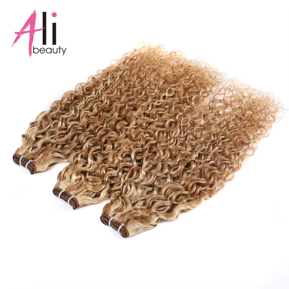 Ali-beauté # P27/613 paquets de vague d'eau Extensions de cheveux humains Remy trame