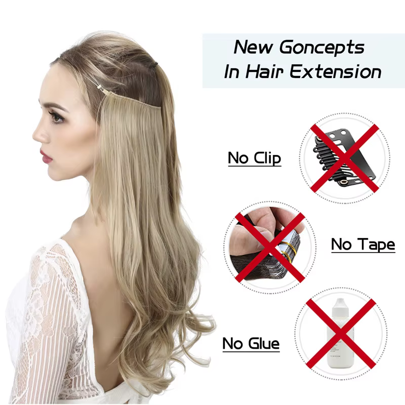 Extensions de cheveux synthétiques sans Clip