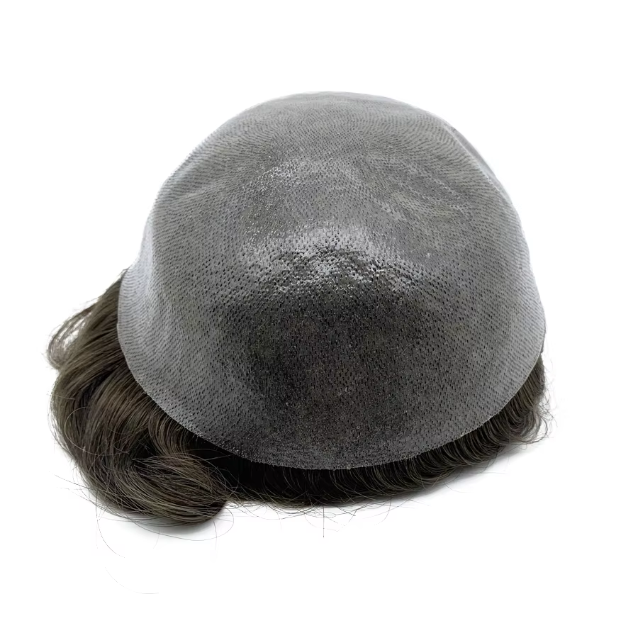 Bio-men toupet Invisible homme système de remplacement unité mâle prothèse de cheveux 100% naturel perruque