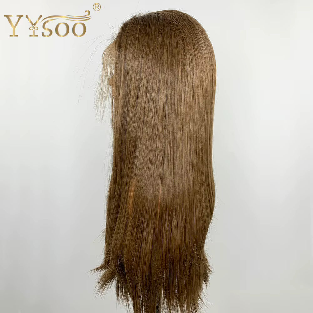 YYsoo-Perruque blonde droite soyeuse pour femme