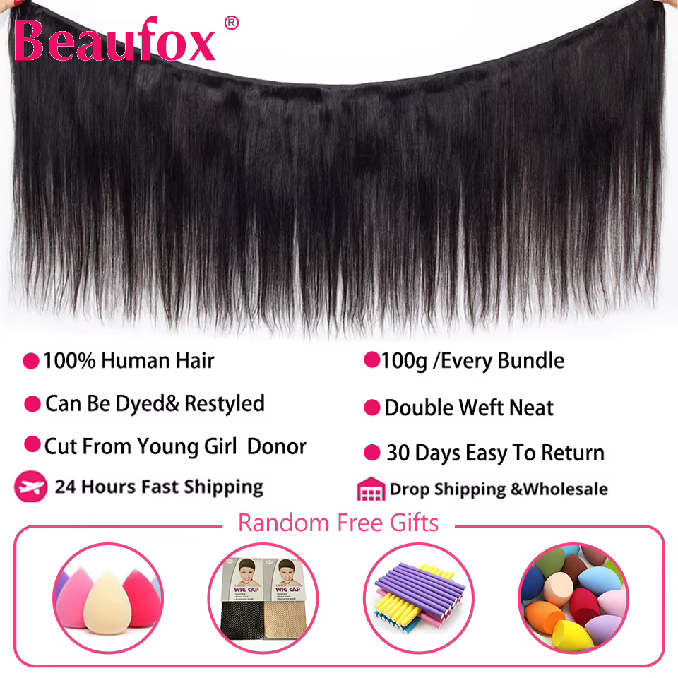 Beaufox cheveux péruviens paquets droit