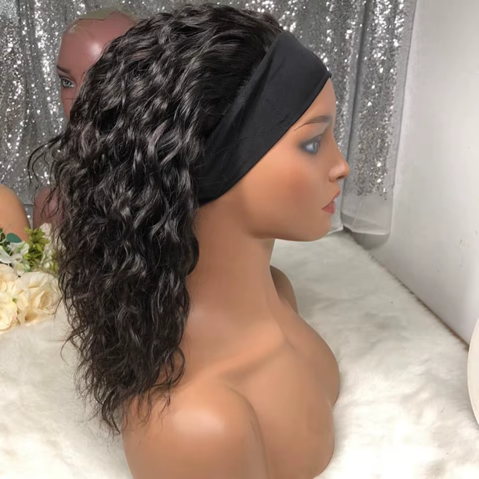 Bandeau vague d'eau perruque de cheveux humains