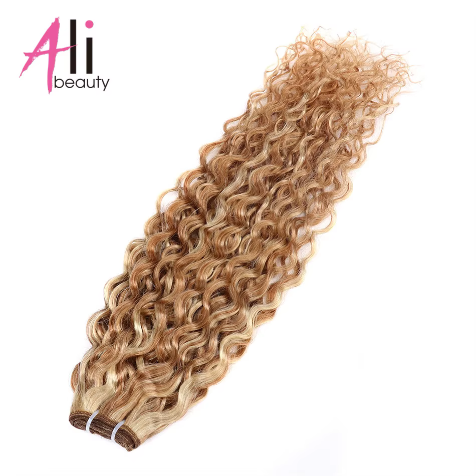 Ali-beauté # P27/613 paquets de vague d'eau Extensions de cheveux humains Remy trame