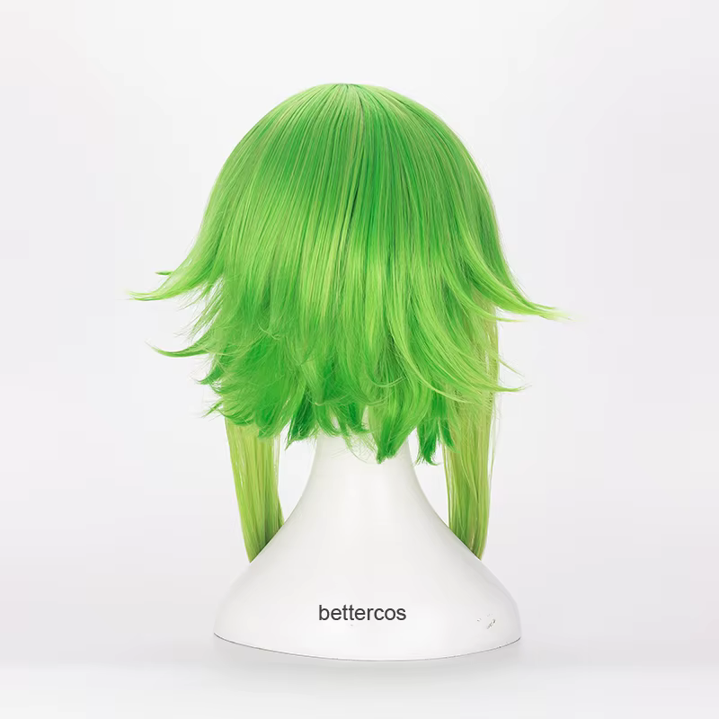 Vocaloid Megpoid Gumi Cosplay perruque 45 cm vert doré Ombre courte couches moelleux résistant à la chaleur synthétique