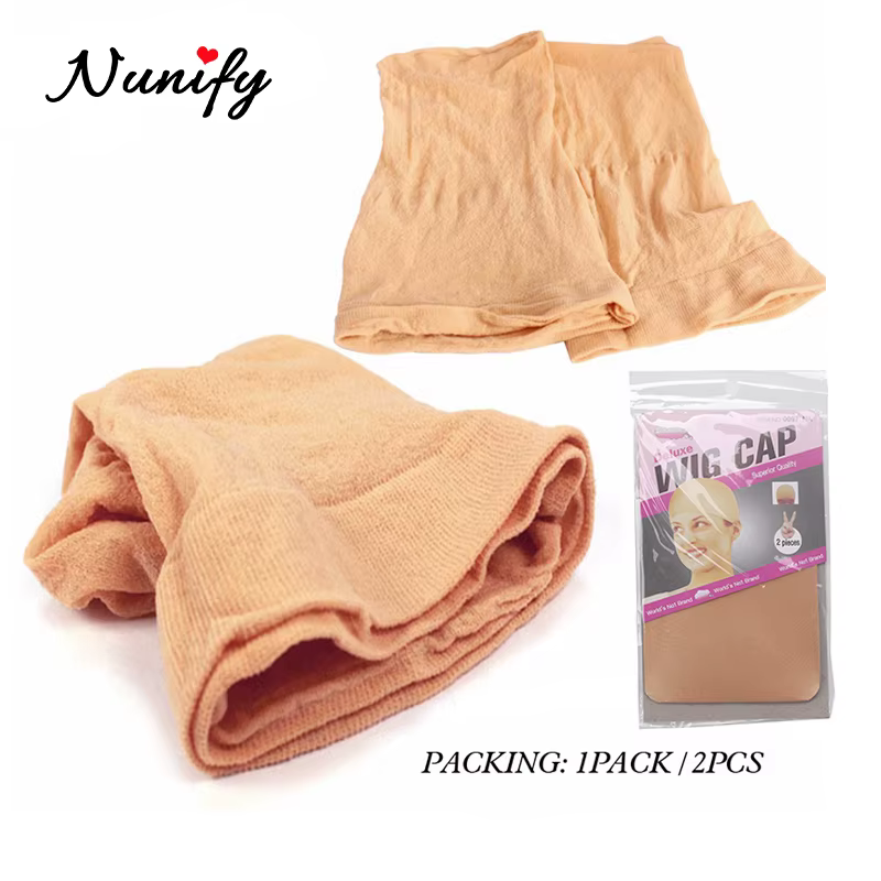 Nunify bonnets de perruque en filet de maille nue avec extrémité fermée pour perruques 2 pièces/paquet bonnet de bas de taille libre rouge café noir Begie marron 6 couleurs