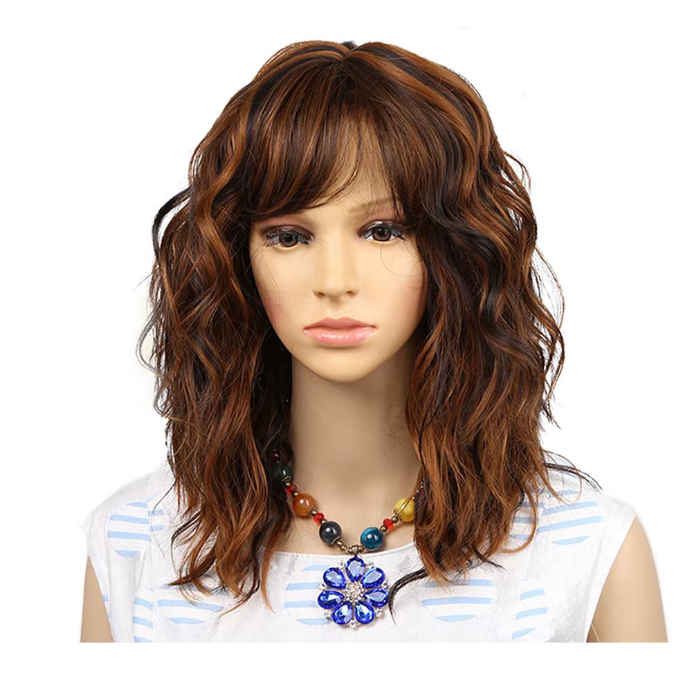 Amir-Perruque Bob Synthétique Courte avec Frange Latérale Naturelle pour Femme