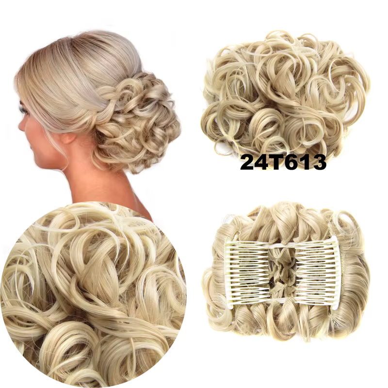 Jeedou synthétique Updos cheveux bouclés Chignon pince