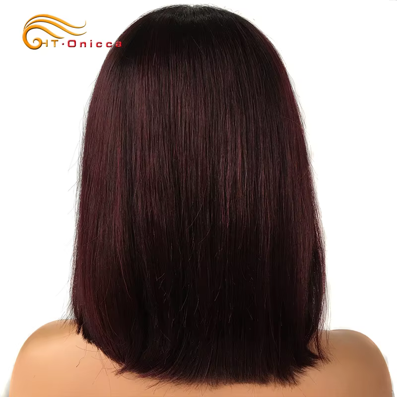 Perruque rouge avec frange de cheveux humains