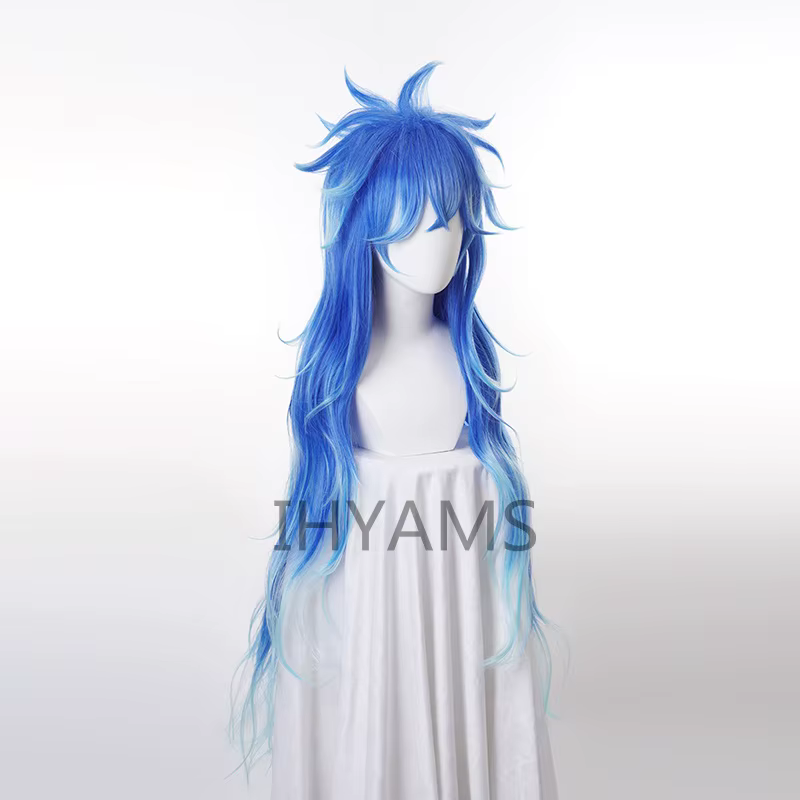 Idia Shroud perruque Cosplay Hercules Hades cheveux synthétiques Halloween hommes femmes unisexe jeu de rôle mixte bleu longue perruque + bonnet de perruque